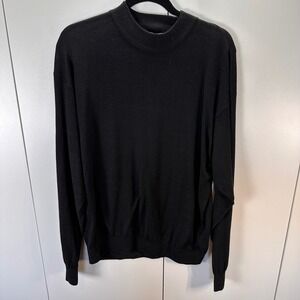 Va Bene Mens XL Silk Cotton Mock Neck‎ Sweater Long Sleeve Black Soft Timeless